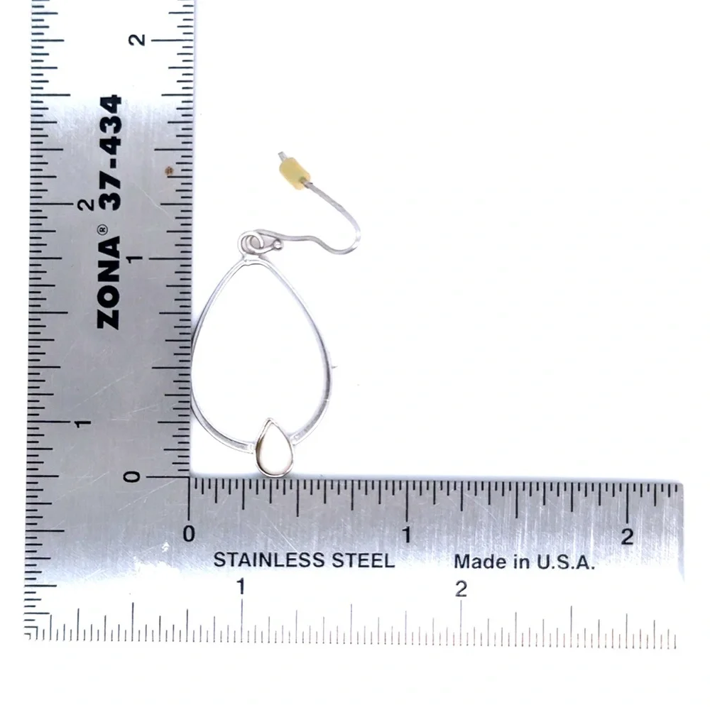 Silver 925 Teardrop‎ Earrings with White Accent - Women Jewelry